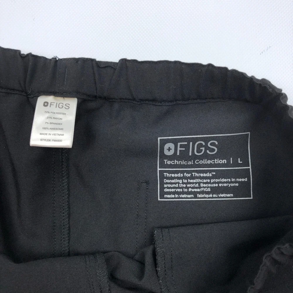 FIGS Mens Pisco Technical Collection Straight Leg Scrub Pants Black Large FM4500
